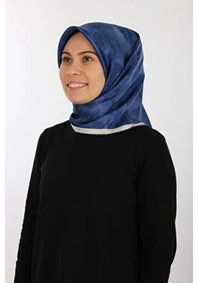 Koyu Mavi Aker Ipek Krep Saten Eşarp 7208701-323/3421070119645
