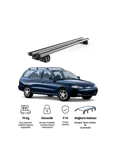 Pençe Hyundai Elantra 1996-1999 Uyumlu Gri Ara Atkı 109cm Port Bagaj Tavan Barı