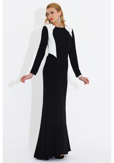 Nidya Moda Büyük Beden Balık Elbise-4048Ks Siyah