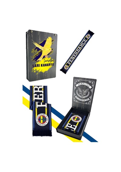 Fenerium Fenerbahçe Lacivert Üç Renkli Unisex Dokuma Atkı Uv Kutu Hediyeli Lacivert Lzr