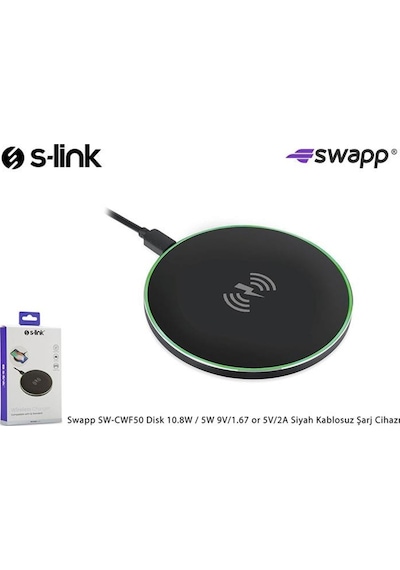 S-Link Swapp Sw-Cwf50 Disk 10.8W / 5W 9V/1.67 Or 5V/2A Siyah Kabl