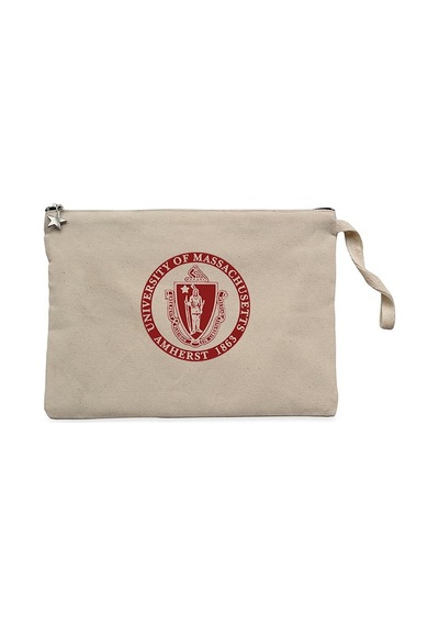 Massachusetts University logo Krem Clutch Cüzdan / El Çantası Krem