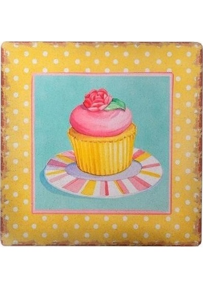 Buradabuldun Decotown Duvar Panosu 40 40 Cup Cake Muffin Motifli Duvar Süsü Çok Renkli