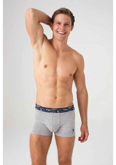 U.S. Polo Assn. Erkek Gri Melanj - Lacivert 2 Li Boxer 80357 Gri Melanj - Lacivert