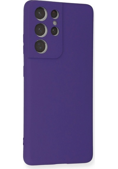 Newface - 56 - Samsung Galaxy Uyumlu  S21 Ultra Kılıf Nano İçi Kadife Silikon - Ece-umay - - Mor