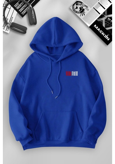 Macklin Unisex Kadın Erkek Uchiha İtachi Anime Ön Ve Arka Özel Tasarım Baskılı Kapşonlu Sweatshirt Mavi Mck1215 Mavi