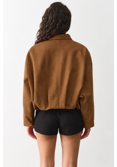 Madmext Taba Süet Bomber Kadın Ceket Mg2903