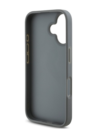 Apple Uyumlu iPhone 16 Plus Kılıf Guess Lisanslı Üçgen Logolu Taşlı Kapak Gümüş
