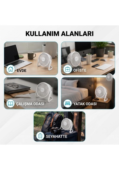 Masaüstü Mini Usb Fan - Pvc Gövdeli - 360 Ayarlanabilir Renkli