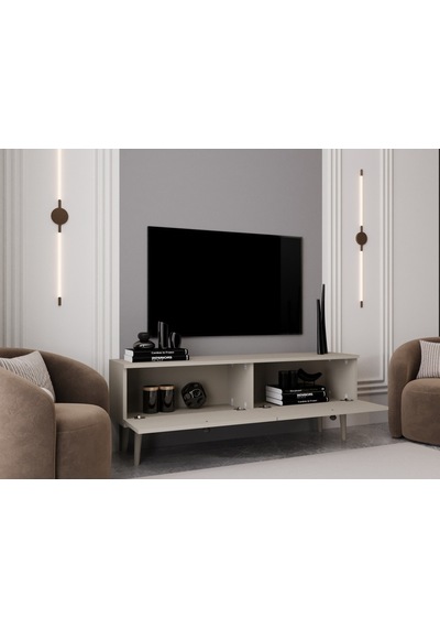 Melura Tv Ünitesi - Tv Sehpası 140 Cm %100 Mdf Lake Ahşap Ayaklı Kumtaşı