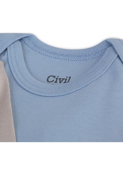Civil Baby 3 Lü Basıc Uzun Kol 0-36 Ay Çıtçıtlı Badi - Kahverengi Sütlü Kahve