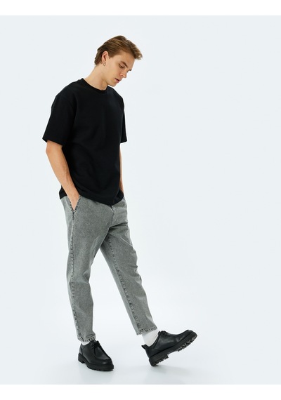 Koton Pamuklu Loose Fit Jean Pantolon - Steve Jean Gri 5sam40056ıd Gri