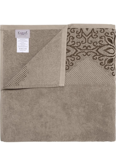 Pamuk Tekli Havlu Jakarlı Karna Home Klover - 70 X 140 Sütlü Kahverengi