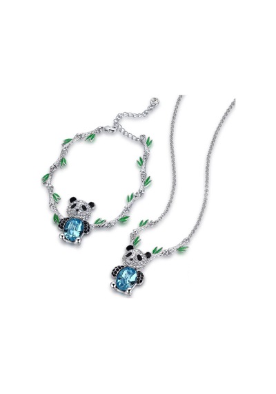 Monemel Kristal Taşlı Özel Tasarım Panda Kolye Ve Bileklik Set Altın Kaplama N02040 Gümüş - Rodyum Monemel Kristal Taşlı Özel Tasarım Panda Kolye Ve Bileklik Set Altın Kaplama N02040 Gümüş - Rodyum
