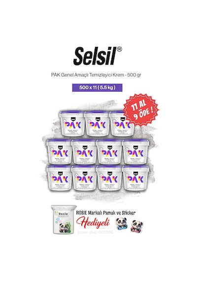 11 Al 9 Öde Selsil Pak Genel Amaçlı Temizleyici Krem 500 Gr Ve Rosie Pamuk