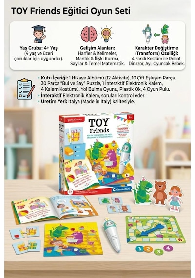 Clementon İ Toy Friends 4'ü 1 Arada Karakter Değiştiren Akıllı Kalemli Eğitici Yapboz Ve Aktivite Seti