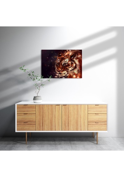 Cakasepetim Siyah Zemin Kaplan Artwork Ahşap Mdf Tablo