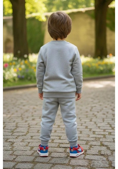 Emila Kids Erkek Çocuk Gri Baskılı İki İplik Pijama Takımı - 28200-grı
