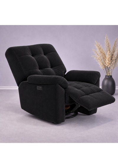 Smarto Relax Porto Masajlı Elektrikli Döner Sallanan Tv Koltuğu Kontrol Panelli Ergonomik Polyester Baba Koltuğu Siyah