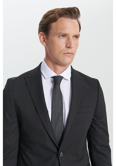 AC&Co / Altınyıldız Classics ERKEK SIYAH Ekstra Slim Fit Dar Kesim Kırlangıç Yaka Takım Elbise Siyah
