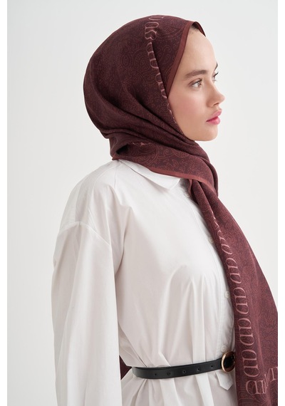 Carell Elenora Monogram Floş Şal Kızıl Çok Renkli