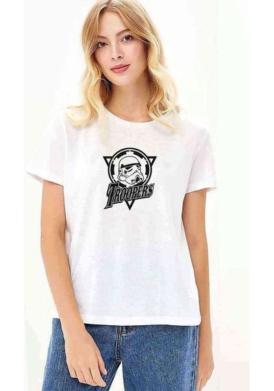 Troopers Baskılı Beyaz Kadın Tshirt