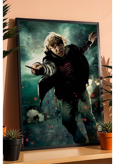 Ron Weasley Özel Tasarım Çerçeveli Tablo - Lüks Harry Potter Aksiyon Posteri Modern Duvar Dekoru Siyah