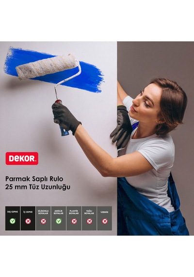 Süperlüks 1001 5cm Orta Çap 25 Mm Tüylü İç Cephe Saplı Boya Rulosu 20 Cm