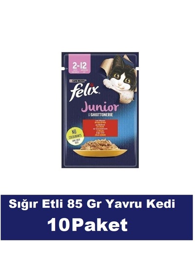 Purina Felix Sığır Etli Yavru Kedi Maması 10 x 85 G
