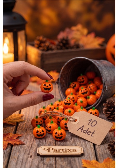 7'li Halloween Mini Balkabağı Figürü - Ev Ve Parti Dekorasyonu Cadılar Bayramı Süsü Çok Renkli