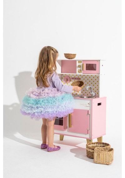 Linola Baby Kids Rainbow Tütü Etekli Uzun Kollu Çocuk Elbisesi Lila