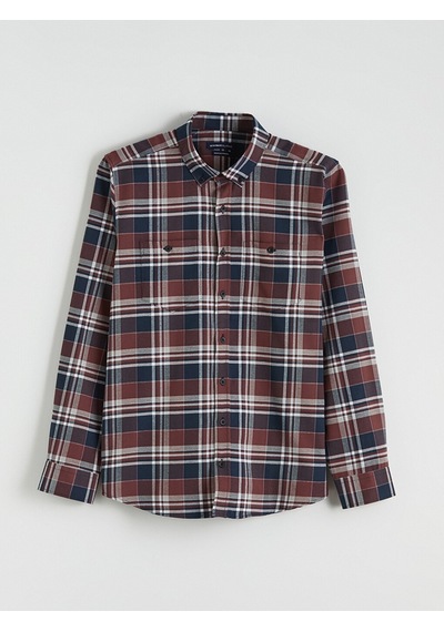 Lcwaıkıkı Classic Bordo Regular Fit Ekose Gabardin Erkek Gömlek