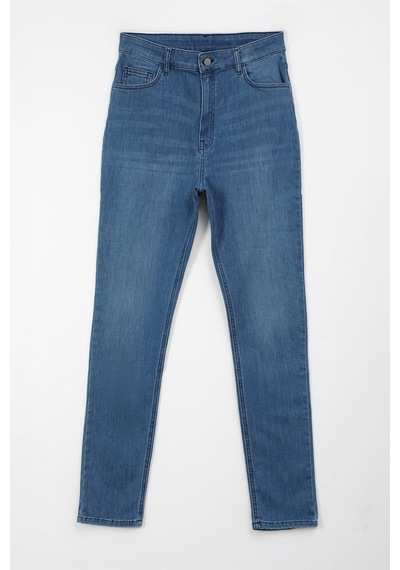 Bluew White Kadın Mavi Yüksek Bel Slim Fit Likralı Jean Pantolon