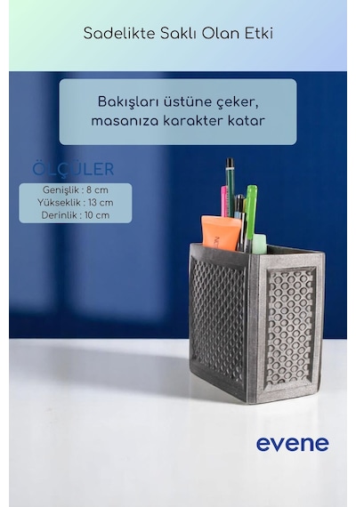 Kalemlik Masa Kalemliği Organizer Kalemlik Gümüş Eskitme Renk Model 92 Çok Renkli