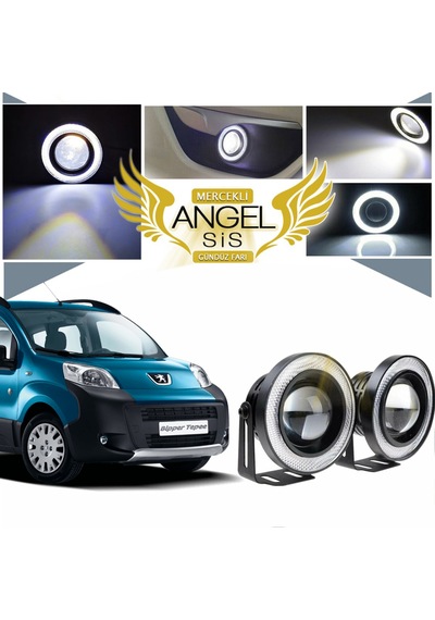 Peugeot Bipper Uyumlu, Universal Mercekli Led Sis Farı, 76mm Beyaz Renk
