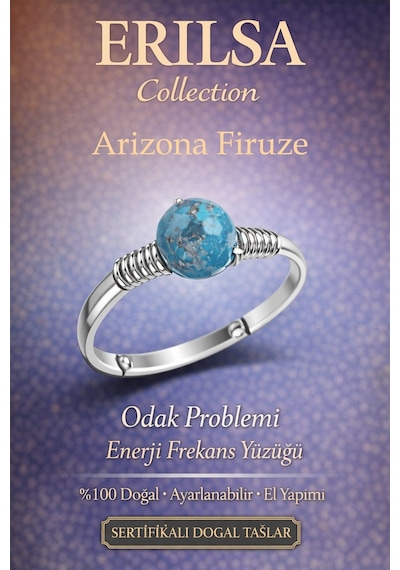 Sertifikalı Odak Güçlendirme  Yüzüğü Arizona Firuze Ayarl Çok Renkli