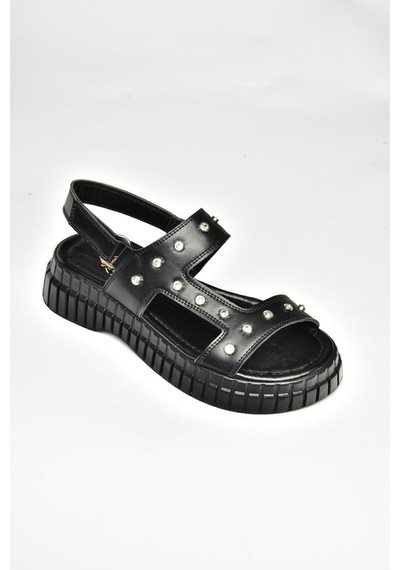 Fox Shoess610576609 Siyah Kalın Tabanlı Kadın Sandalet Siyah