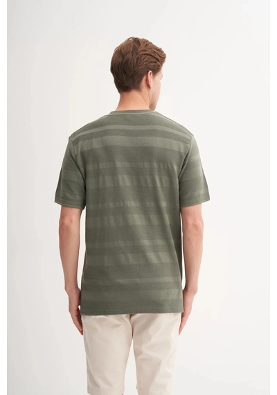 Cazador Bisiklet Yaka Regular Fit Örme Tişört 4123 Haki
