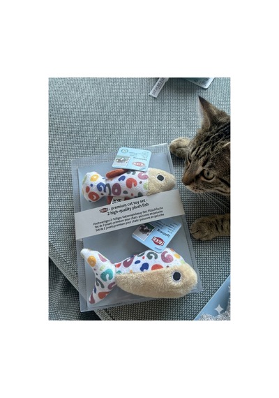 2'li Set Renkli Balıklar Kedi Otlu Oyuncak - Hışırtılı