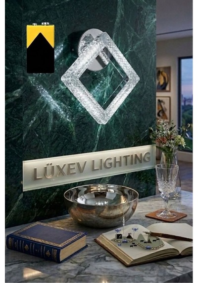 LumiaLighting Yakamoz Model Gümüş Kristal Salon Mutfak Yatak Çocuk Odası Pilli Aplik
