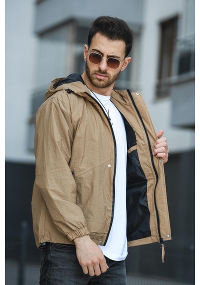 Oksit Save Baskılı Suya Dayanaklı Slim Fit Erkek Mevsimlik Mont Yağmurluk 001