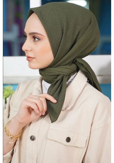 Melodi Scarf Kadın Tesettür Mio Caz Eşarp Hijab Haki Haki