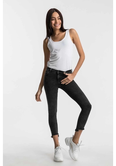Ltb Lonıa Whıte Strıped Black Route Kadın Skinny Jean Pantolon Siyah