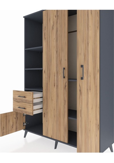 Hyperion Dolap 5 Raflı 2 Çekmeceli Tek Askılı 132x44x195 Antrasit-çam/çam Atlas Çam/atlas Çam - Antrasıt Hyperion Dolap 5 Raflı 2 Çekmeceli Tek Askılı 132x44x195 Antrasit-çam/çam Atlas Çam/atlas Çam - Antrasıt