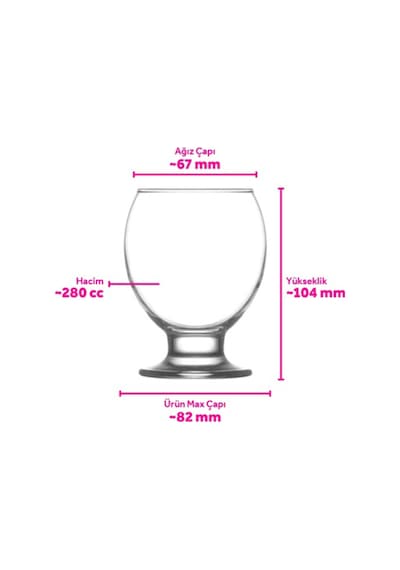 LAV Nectar Cam Meşrubat Bardağı 6'lı 280 ml  (Su Bardağı )