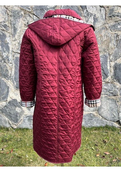 Baharlık Kapitone Mont Bordo Büyük Beden 105cm Çok Renkli