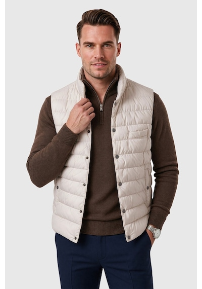 Rizzup Erkek Slim Fit Su Ve Rüzgar Geçirmez Krem Şişme Yelek Dik Yaka Çıtçıtlı 2701708