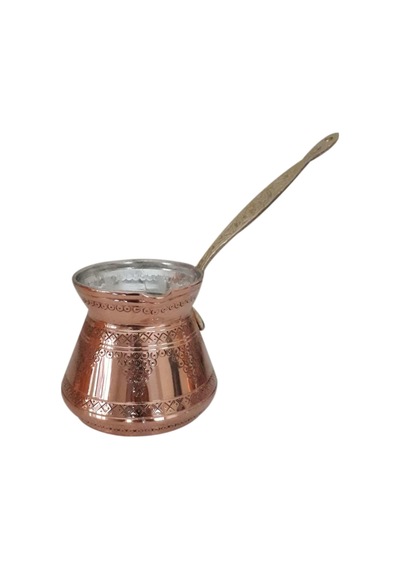 Turna Bakır Külhan Cezve 2 No 4 Fincan Zımba İşleme Kırmızı Turn