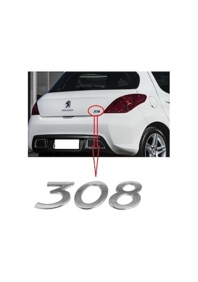 Bagaj Kapak Yazısı ( 308 ) Peugeot 308 2008-2013 8665Vg