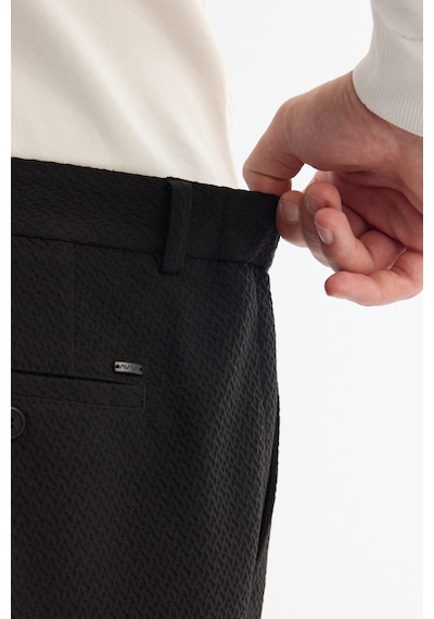 Avva Erkek Siyah Yandan Cepli Dokulu Bi-stretch Slim Fit Pantolon A42y3211